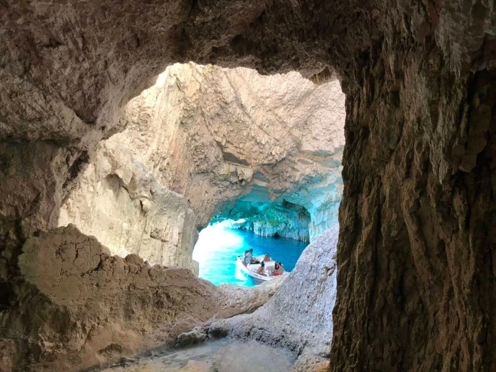 Navagio seen from a boat holding position offshore