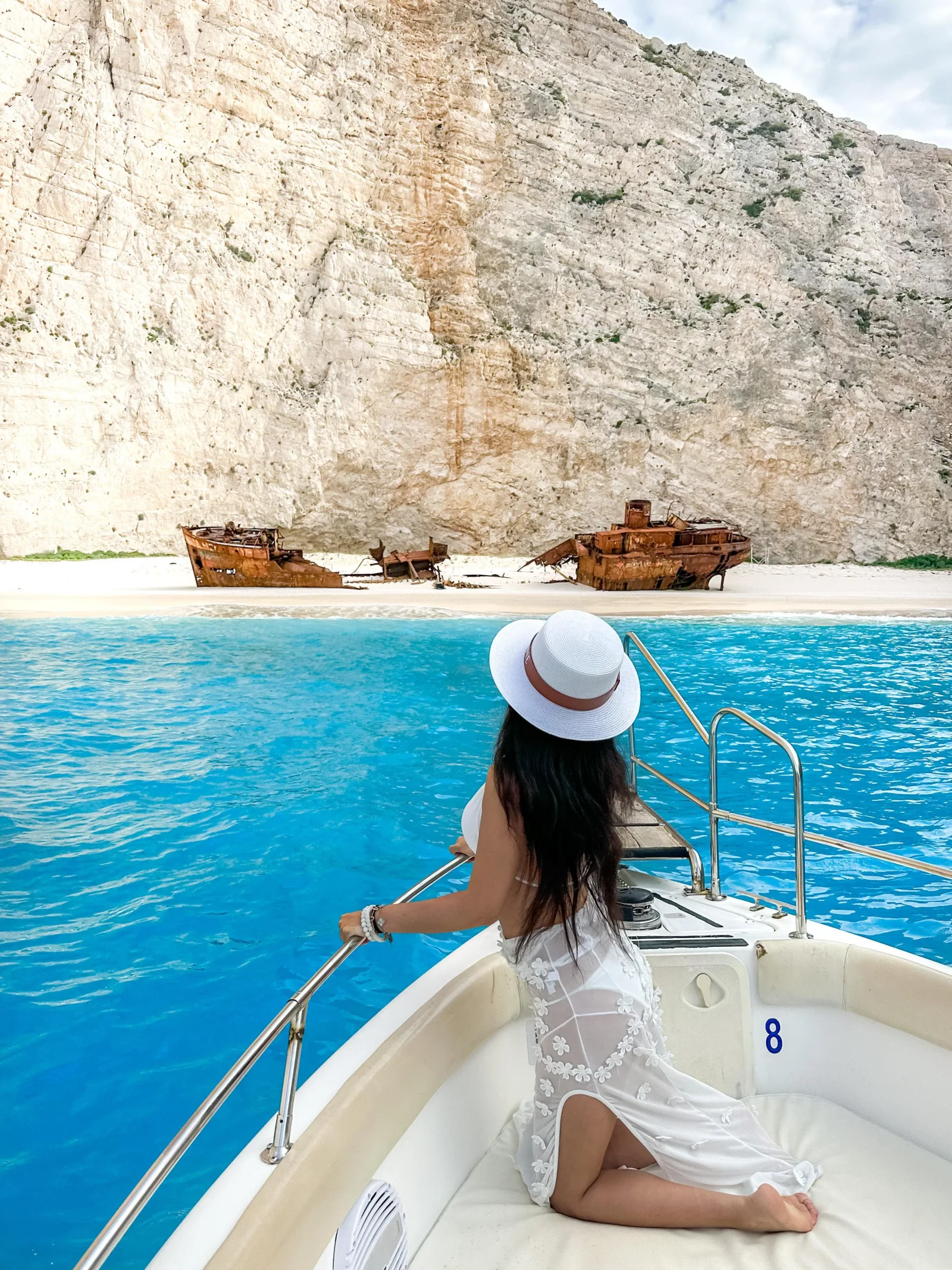 Clifftop view down to Navagio and the wreck
